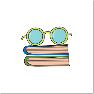 cute eye glasses on books Posters and Art